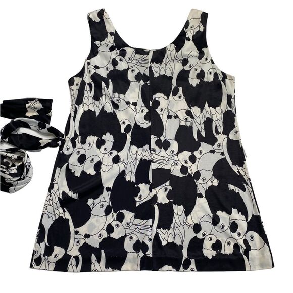 Vintage Parrot Print Slinky Belted Tank Top Sz S - Picture 8 of 12